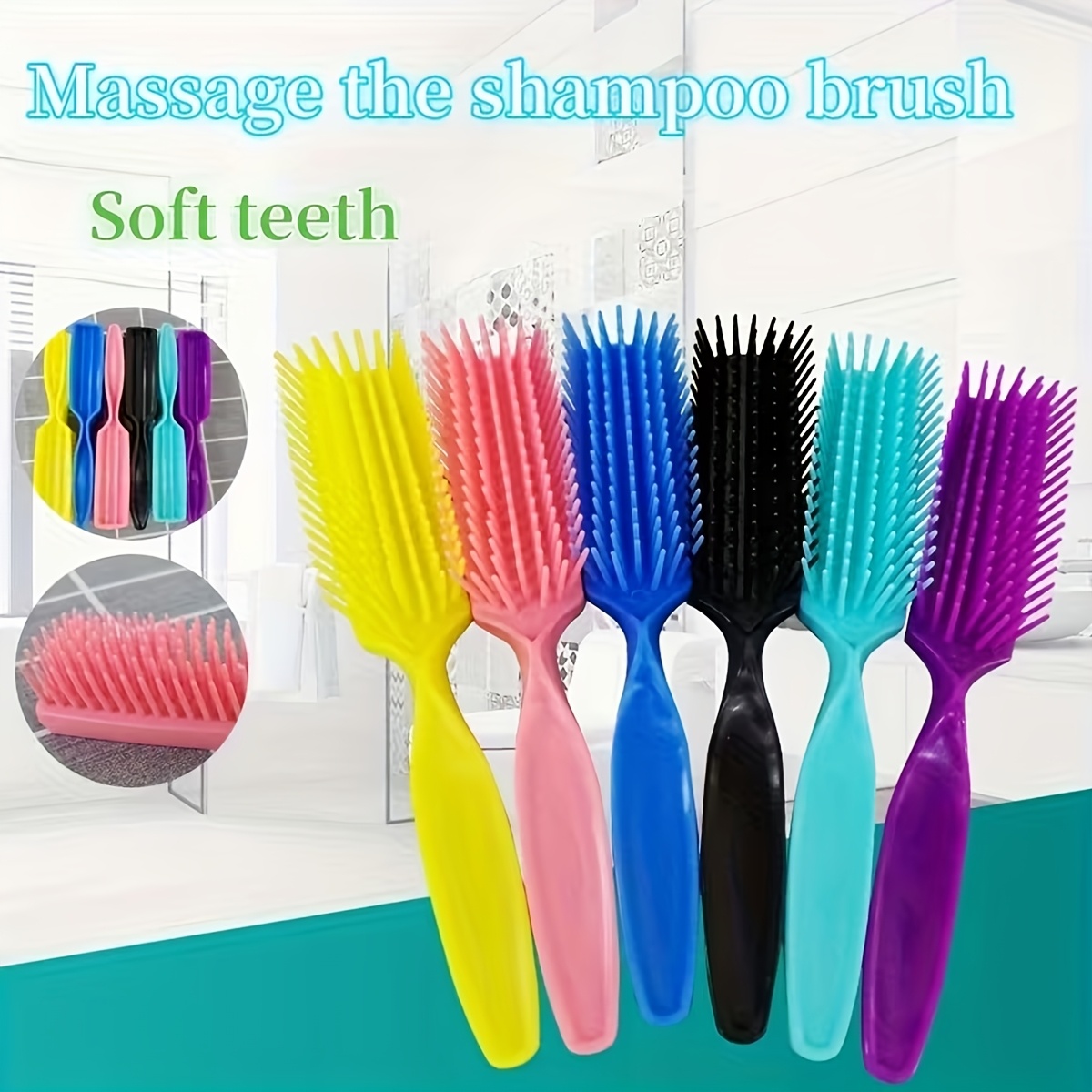 Hair Care For Curly Dry Hair - 6Pcs Ergonomic ABS Handle Massage Head