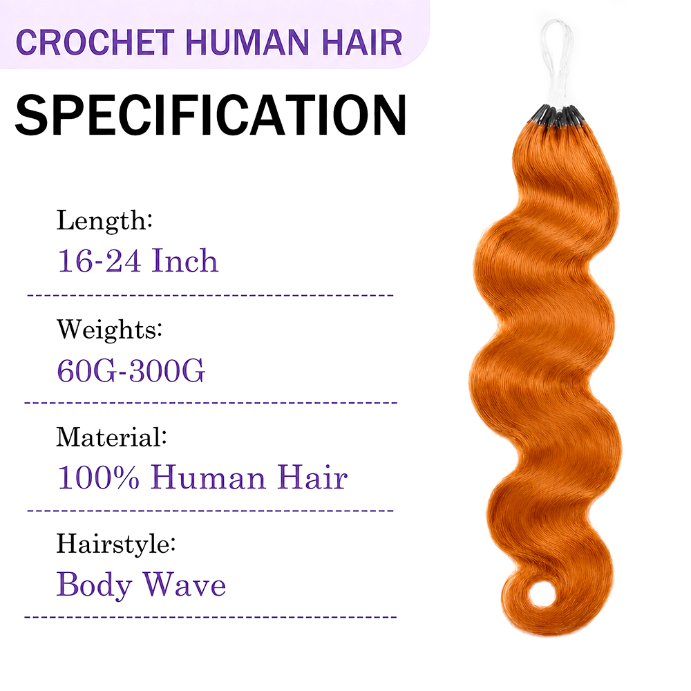 350 Ginger Orange Body Wave Fe - Crochet Braiding Hair review and price