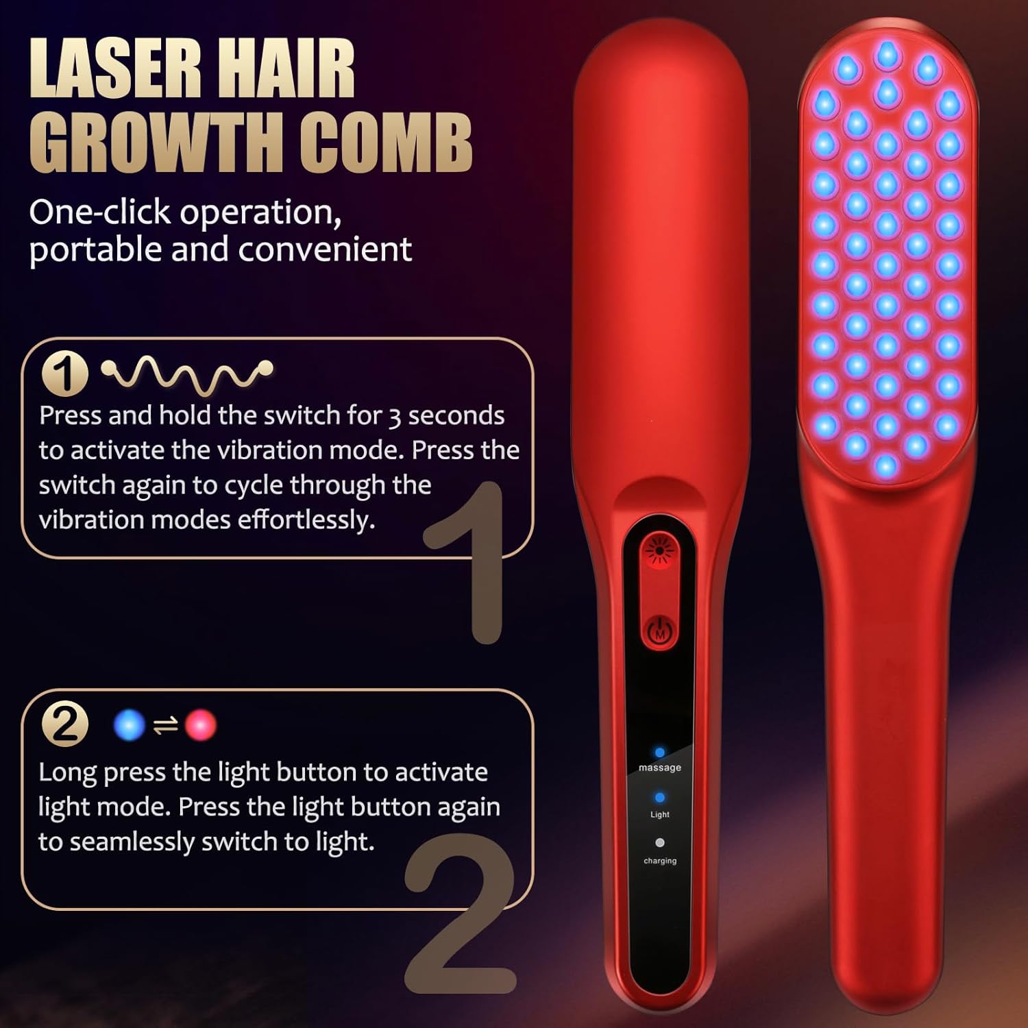 Laser Hair Growth Comb, Red Li - Hair Care Vegan review and price